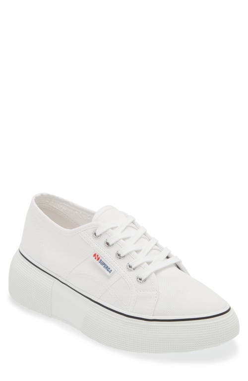 Shop Superga 2287 Bubble Line Platform Wedge Sneaker In White-black