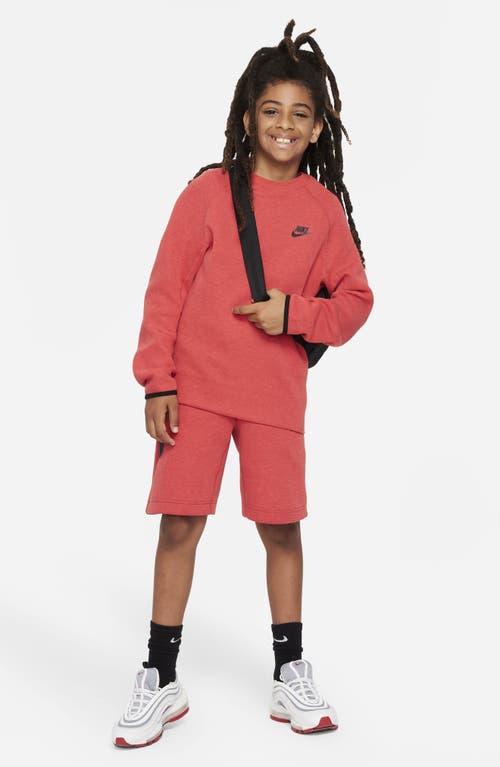 Nike Sportswear Tech Fleece Big Kids' (boys') Sweatshirt In Light University Red/black