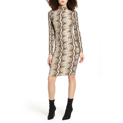 Leith Long Sleeve Body-Con Dress, Grey