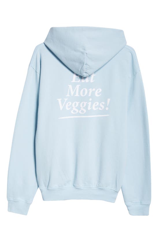 Shop Sporty And Rich Sporty & Rich Eat More Veggies Cotton Graphic Hoodie In Baby Blue