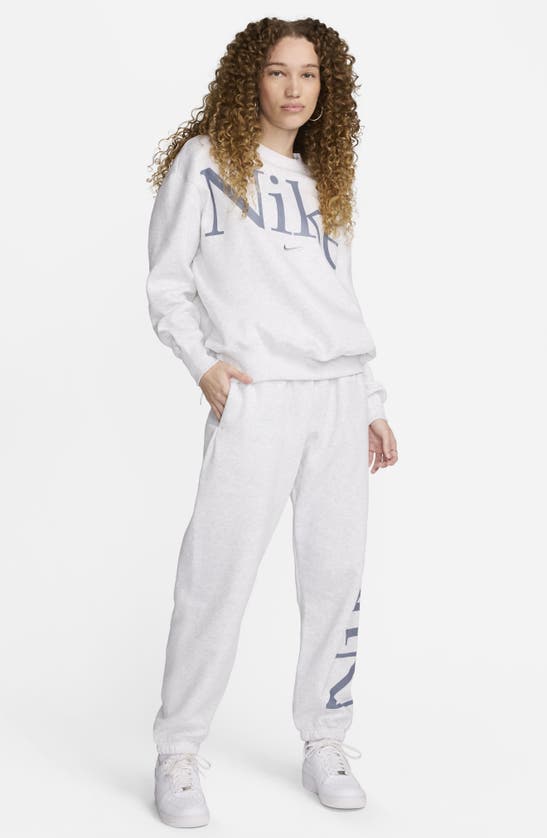 Shop Nike Sportswear Phoenix Logo Sweatshirt In Birch Heather/ Armory Blue