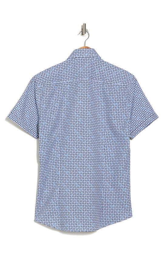 Shop Soul Of London Geo Print Performance Short Sleeve Shirt In Blue Multi
