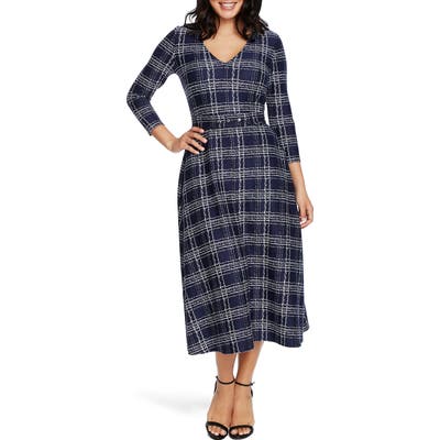 Chaus Brushstroke Print Midi Dress, Blue