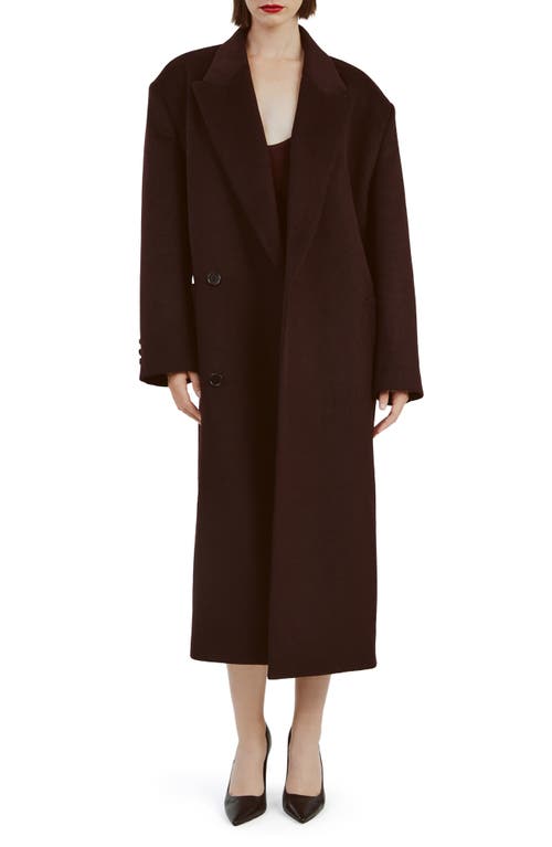 Bardot Oversize Longline Coat In Deep Plum