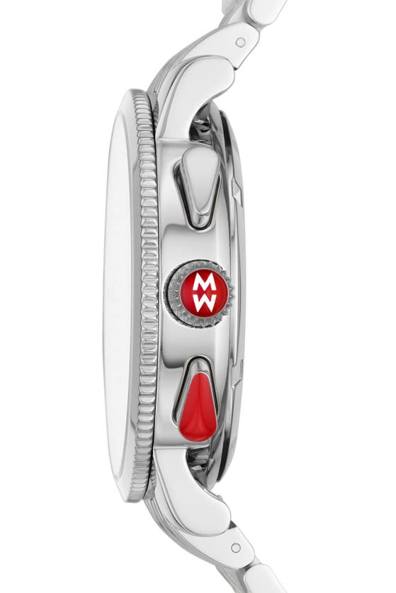 Shop Michele Sport Sail Diamond Bracelet Watch, 42mm In Silver