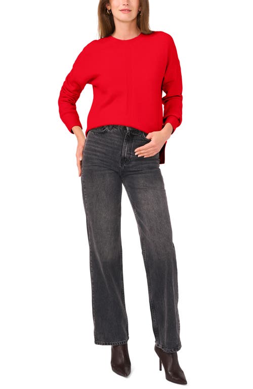 Shop Vince Camuto Cropped Crewneck Sweater In Bright Cherry