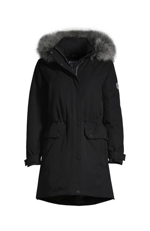 Shop Lands' End Expedition Waterproof Down Winter Parka With Faux Fur Hood In Black