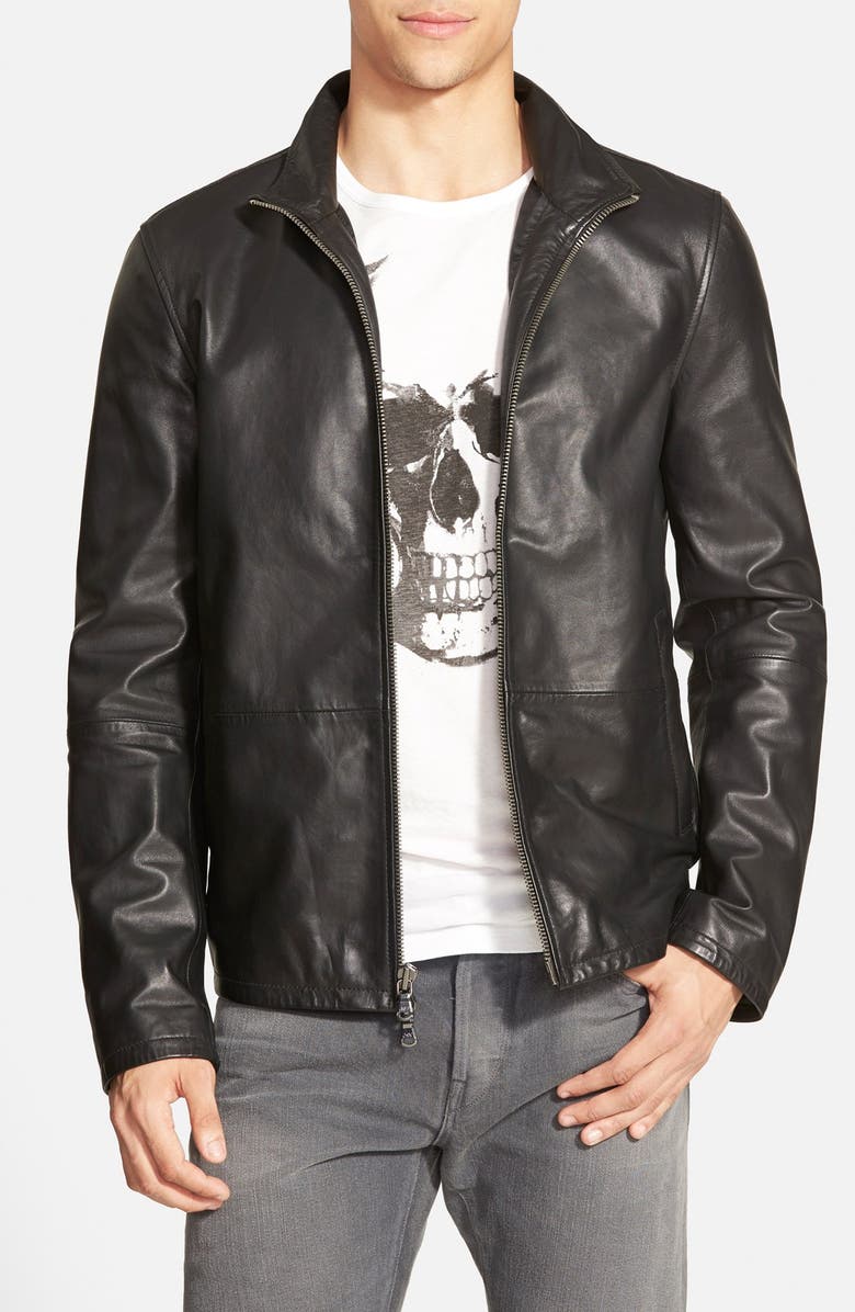 John Varvatos Star USA Zip Front Leather Jacket | Nordstrom