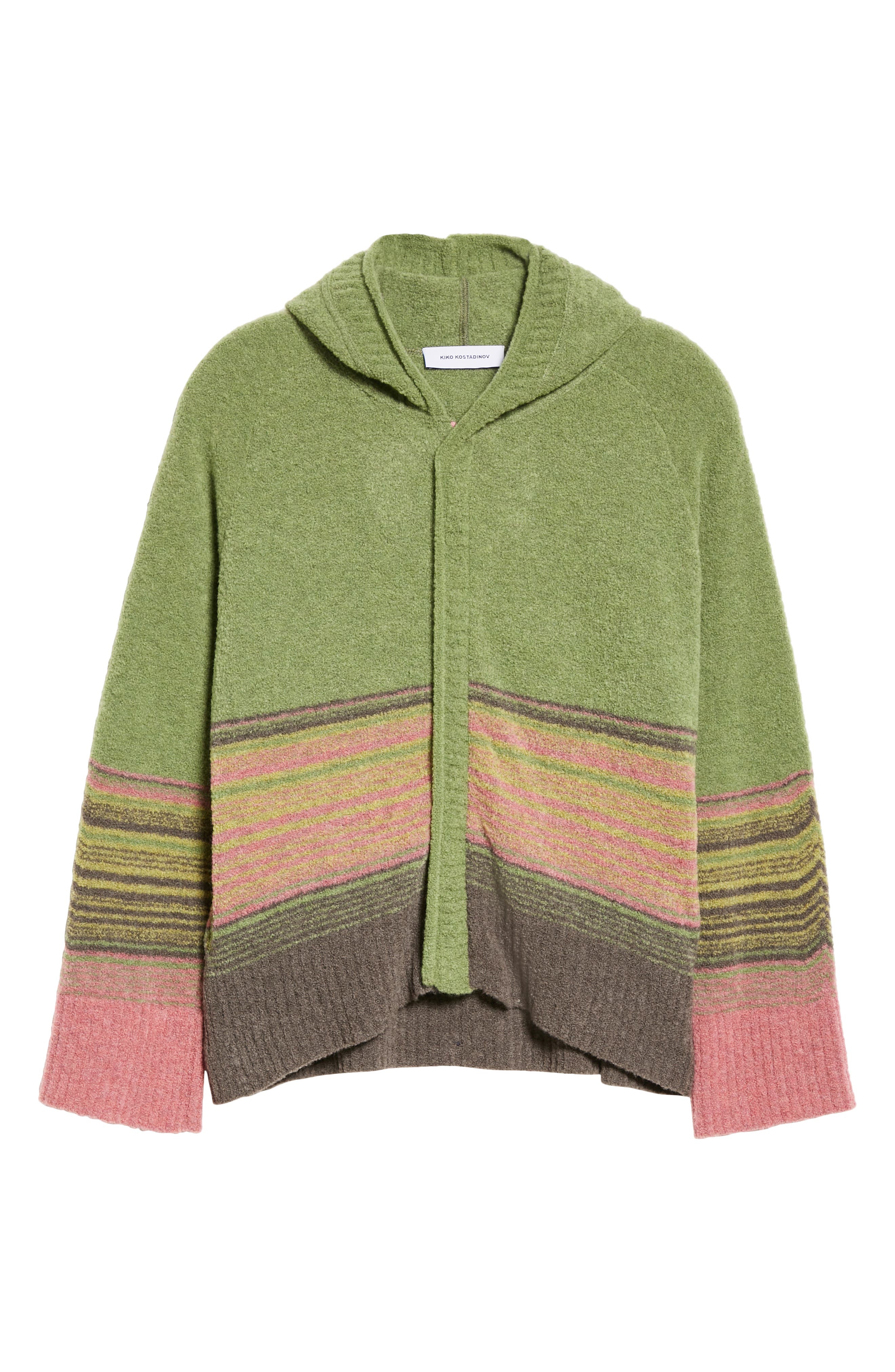 KIKO KOSTADINOV Ketra Stripe Wool Blend Hooded Sweater in Green