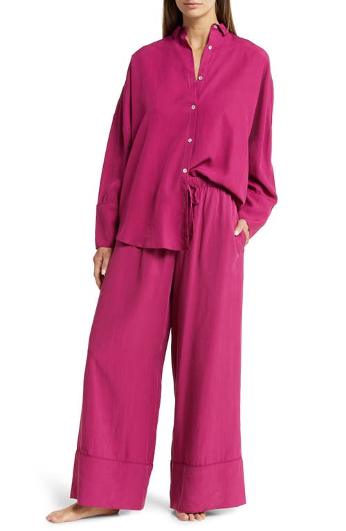 Papinelle Amelie Wide Leg Pajamas in Raspberry