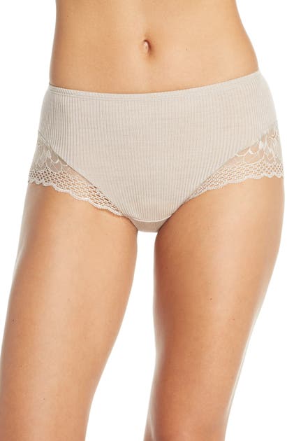 HANRO RUBINA LACE TRIM WOOL & SILK BRIEFS,72759