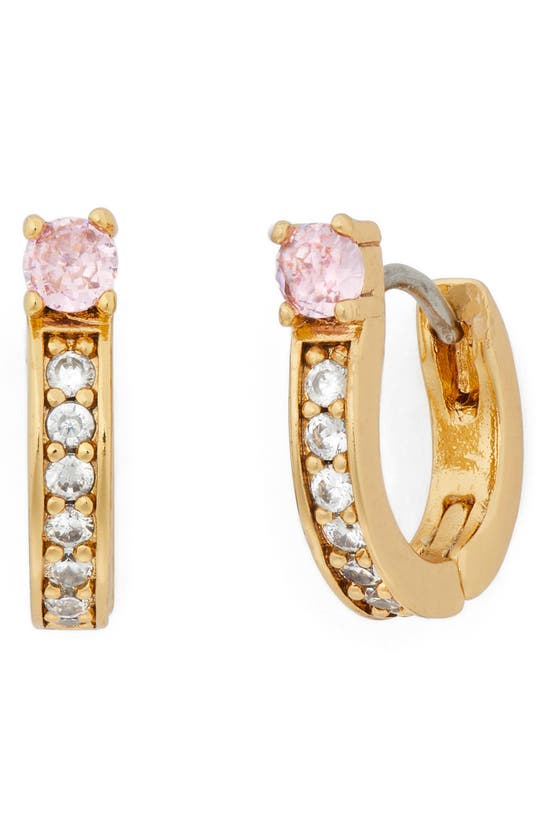 Shop Kate Spade Precious Delights Huggie Hoop Earrings In Pink Multi