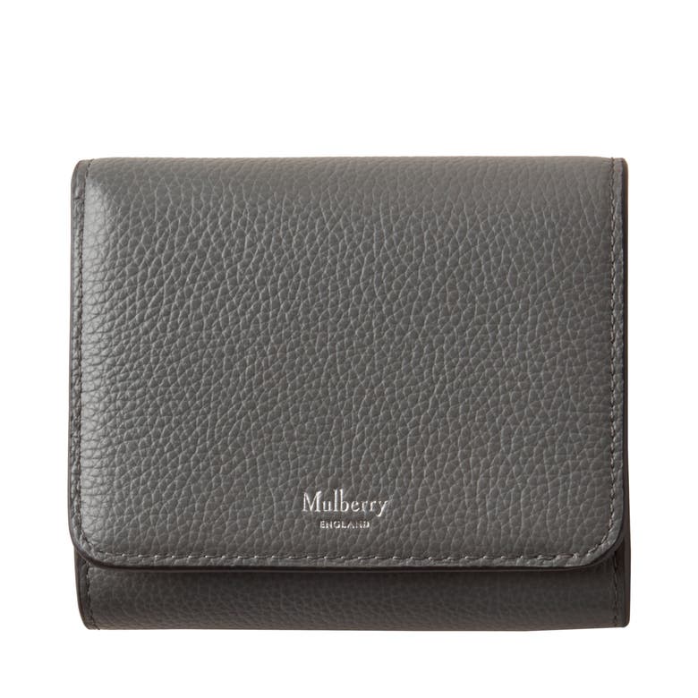 Shop Mulberry Small Continental French Purse Leather Wallet In Charcoal
