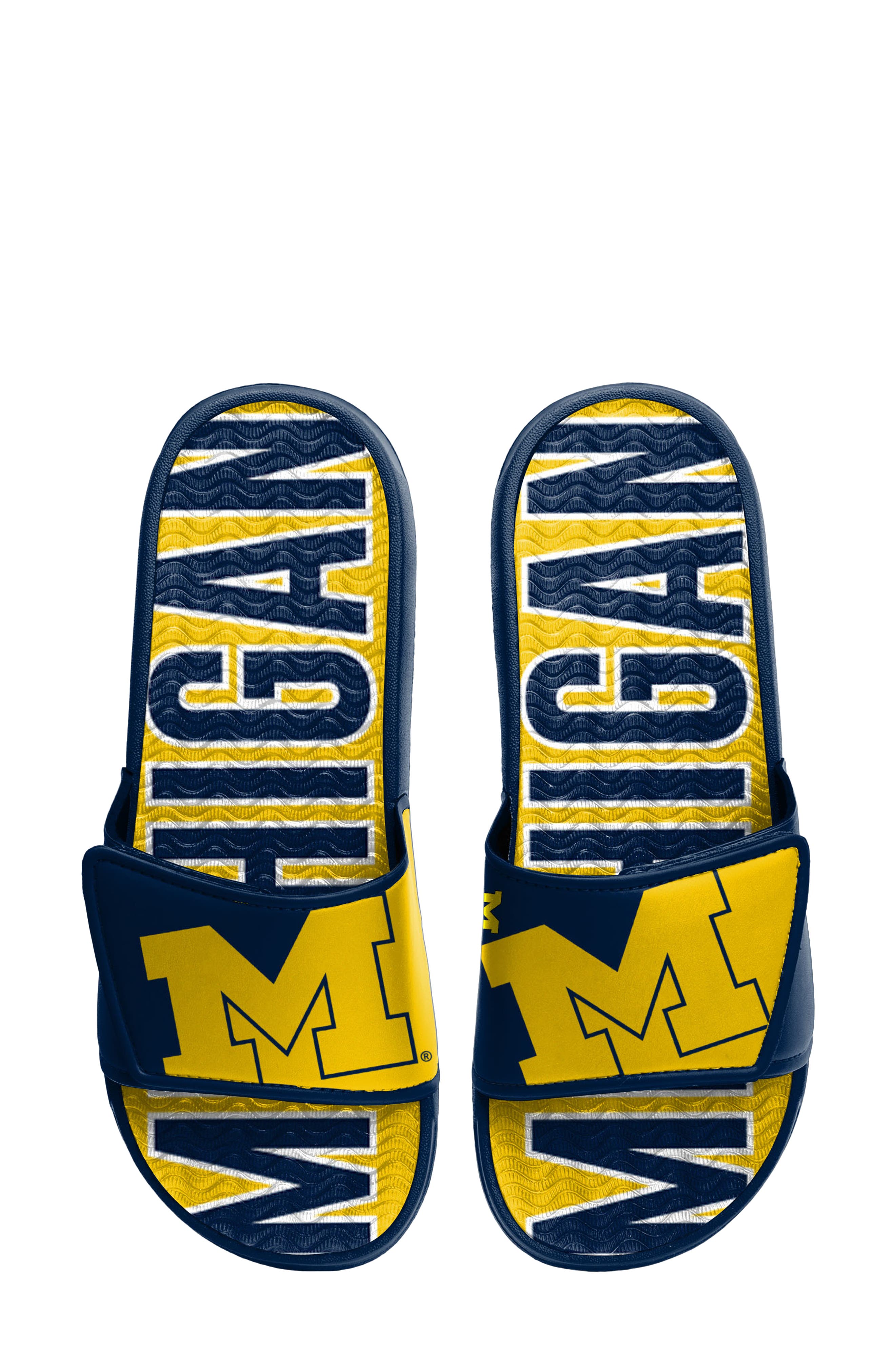 Michigan Wolverines Mens Big Blue Shower Slides Sandal Shoes 