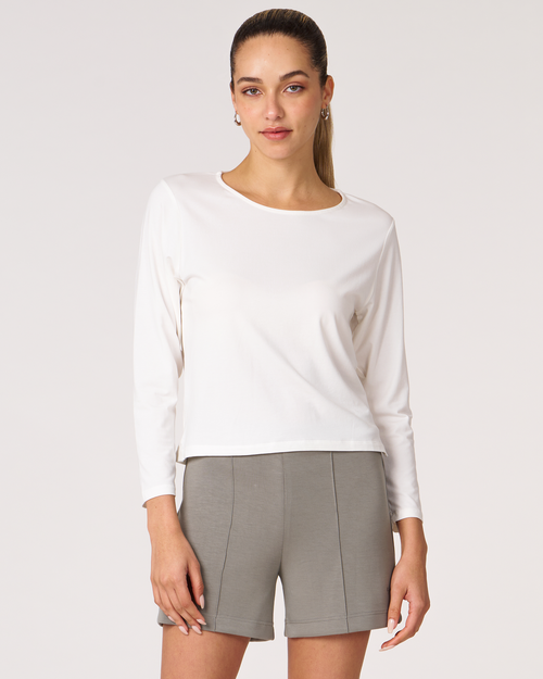 Shop Rebody Active Rebody Essentials Mid Length Long Sleeve Top In White