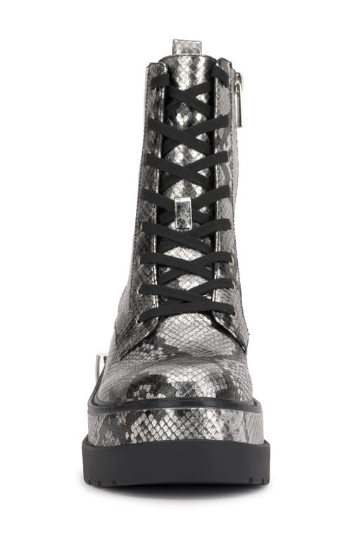 Shop Jessica Simpson Imelda Lace-up Platform Moto Bootie In Chrome