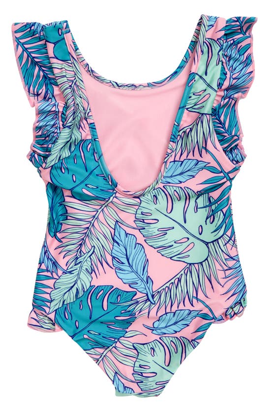 Shop Boardies Kids' Palmtopia Ruffles One-piece Swimsuit In Pink