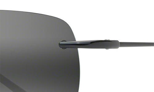 Maui Jim Ohai 59.5mm Polarized Rectangular Sunglasses In Black Gloss/neutral Grey
