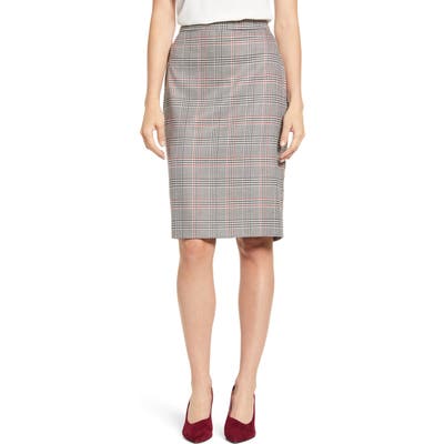 1.state Glen Plaid Pencil Skirt, Black