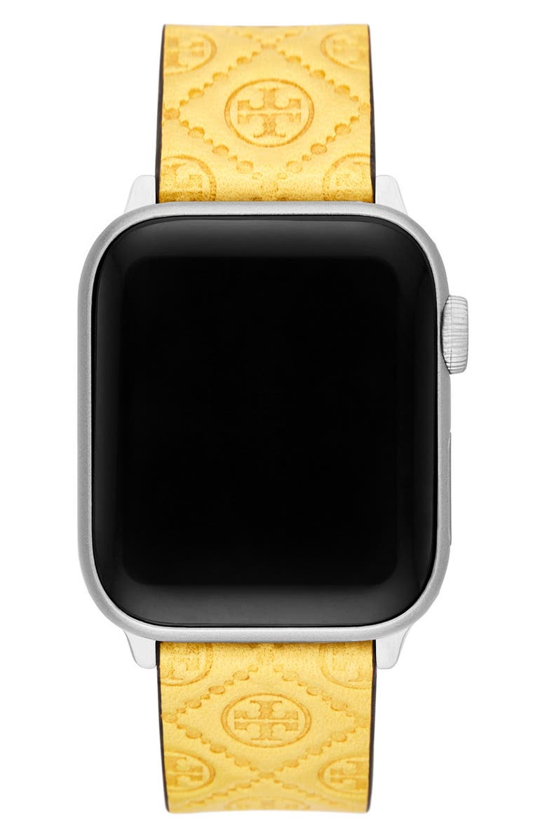T Monogram Leather Apple Watch® Watchband, 38mm/40mm