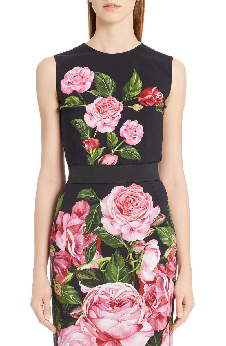 Dolce&Gabbana Rose Print Cady Top | Nordstrom