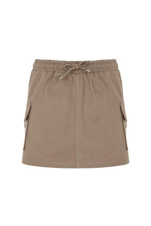 Shop Nocturne Mini Skirt With Pockets In Dark Beige