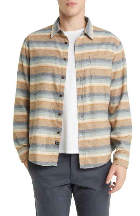 Runson Stripe Flannel Button-Up Shirt