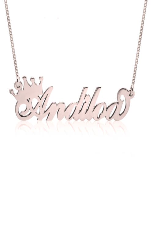 MELANIE MARIE Crown Me Personalized Nameplate Pendant Necklace in Rose Gold Plated