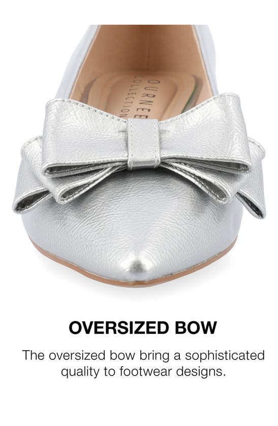 Journee Collection Ophelia Bow Pointed Toe Flat In Silver