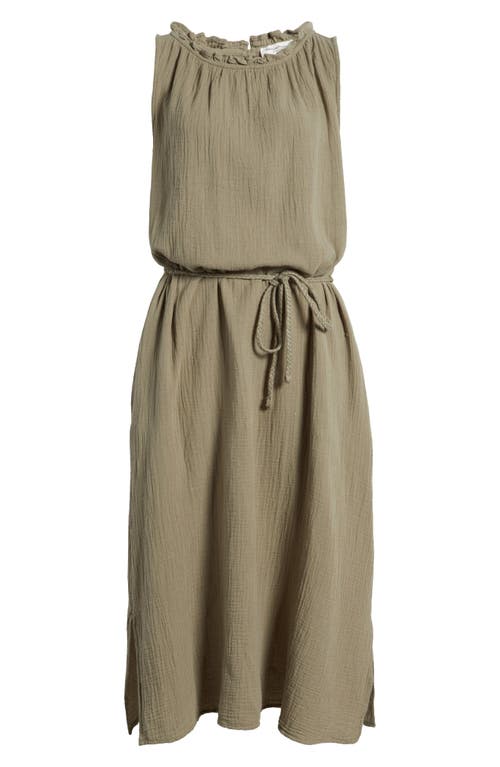 BEACHLUNCHLOUNGE BEACHLUNCHLOUNGE MADDISON RUFFLE TIE BELT COTTON MIDI DRESS