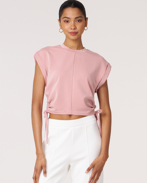 Rebody Active Nadine Scuba Shirring Top In Pink