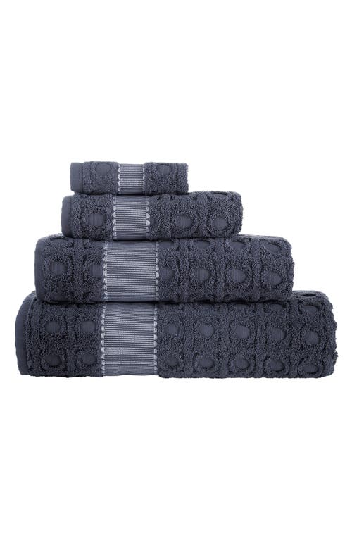 Shop Brooks Brothers Circle In Square 2-pack Turkish Cotton Hand Towels In Anthracite