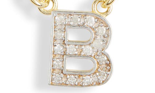 Meshmerise Diamond Initial Charm Paper Clip Chain Necklace In Yellow-b