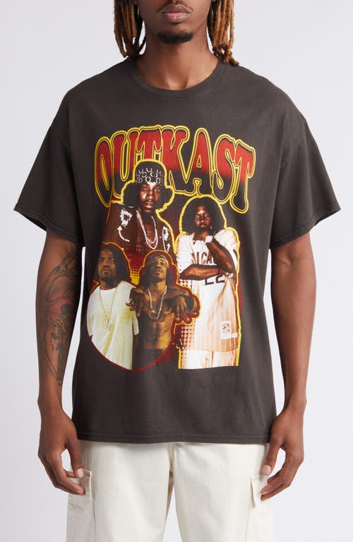 Outkast Cotton Graphic T-Shirt in Black Pigment Wash
