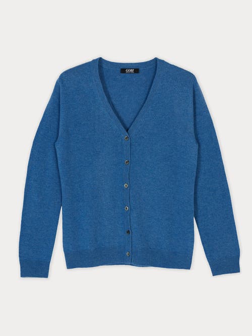 Gobi Cashmere V-neck Cardigan In Blue