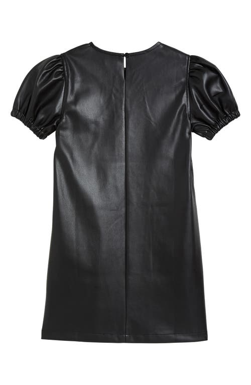 Shop Tractr Kids' Faux Leather Shift Dress In Black