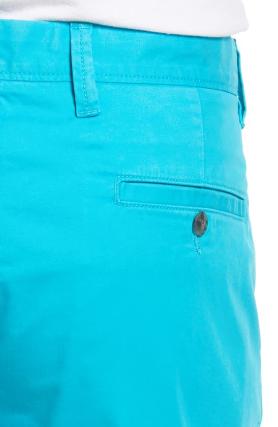 Shop Open Edit Stretch Cotton Skinny Chino Shorts In Teal Bird