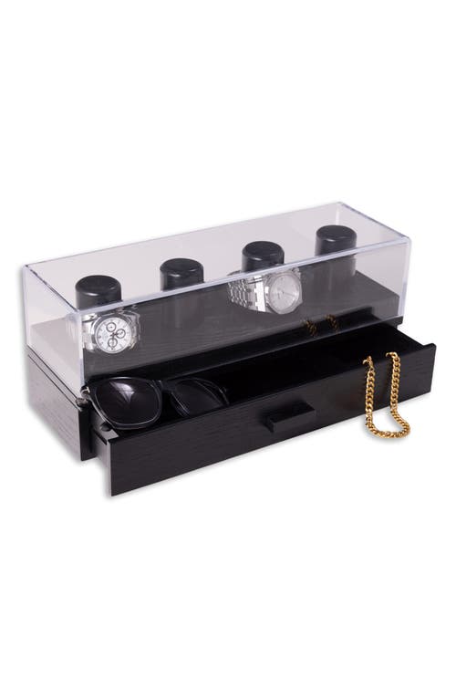 Bey-berk Wood & Acrylic Watch Case In Black