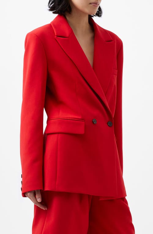 French Connection Double Breasted Peak Lapel Blazer In Mars Red