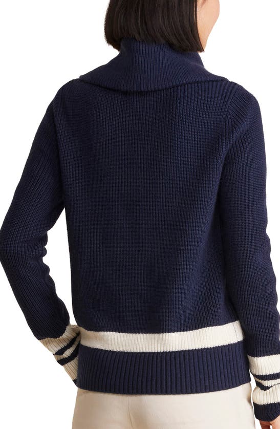 Shop Vineyard Vines Stripe Half-zip Merino Wool Sweater In Nautical Navy