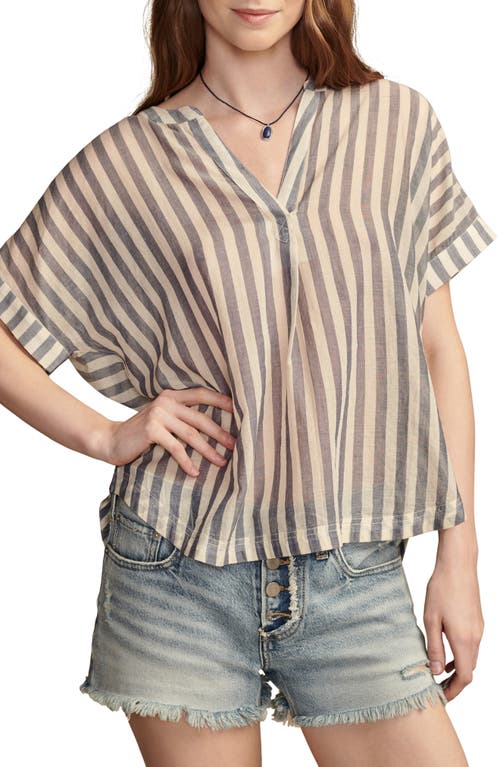 Shop Lucky Brand Stripe Dolman Sleeve Pullover Top In Blue Stripe