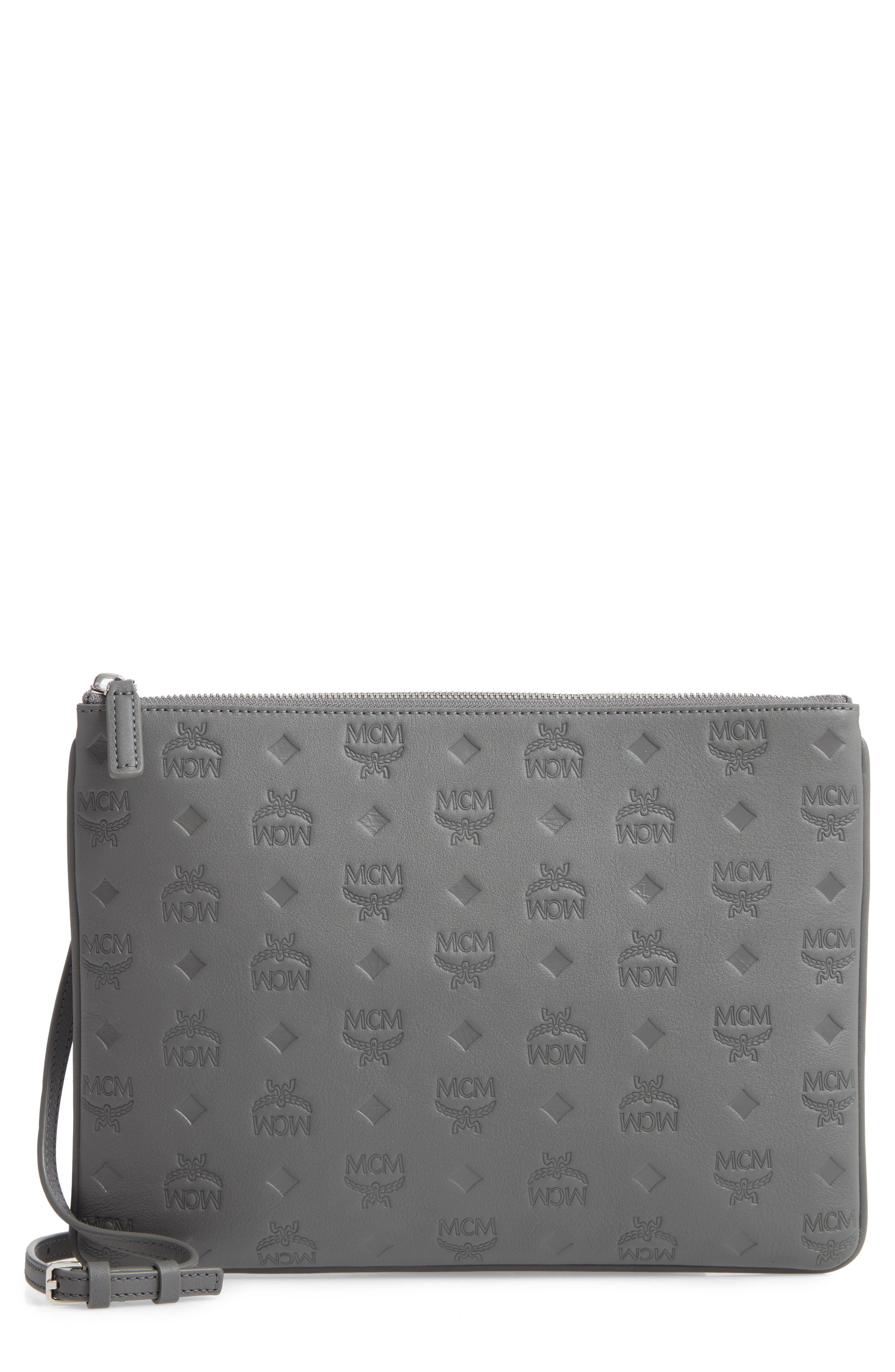 mcm klara monogram calfskin leather crossbody pouch