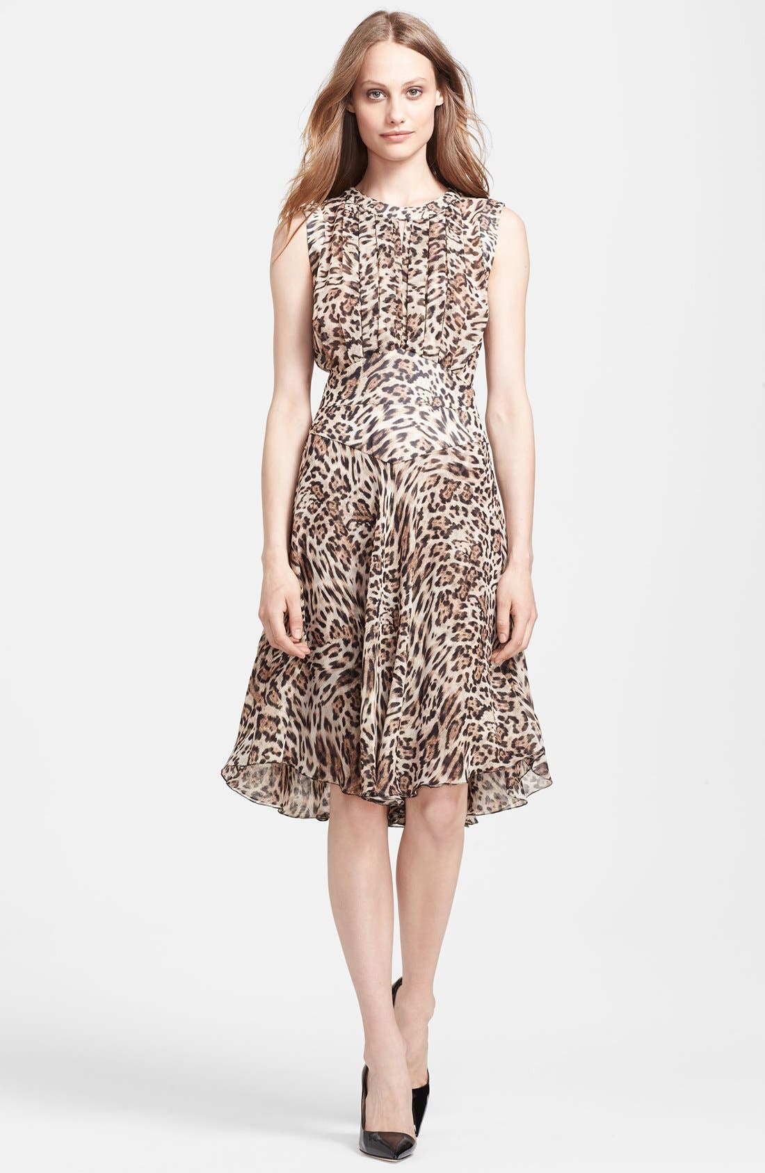 L'AGENCE Pleated Leopard Print Dress Nordstrom