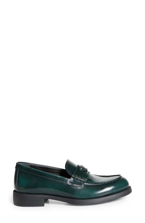 Shop Prada Triangle Logo Loafer In Bosco