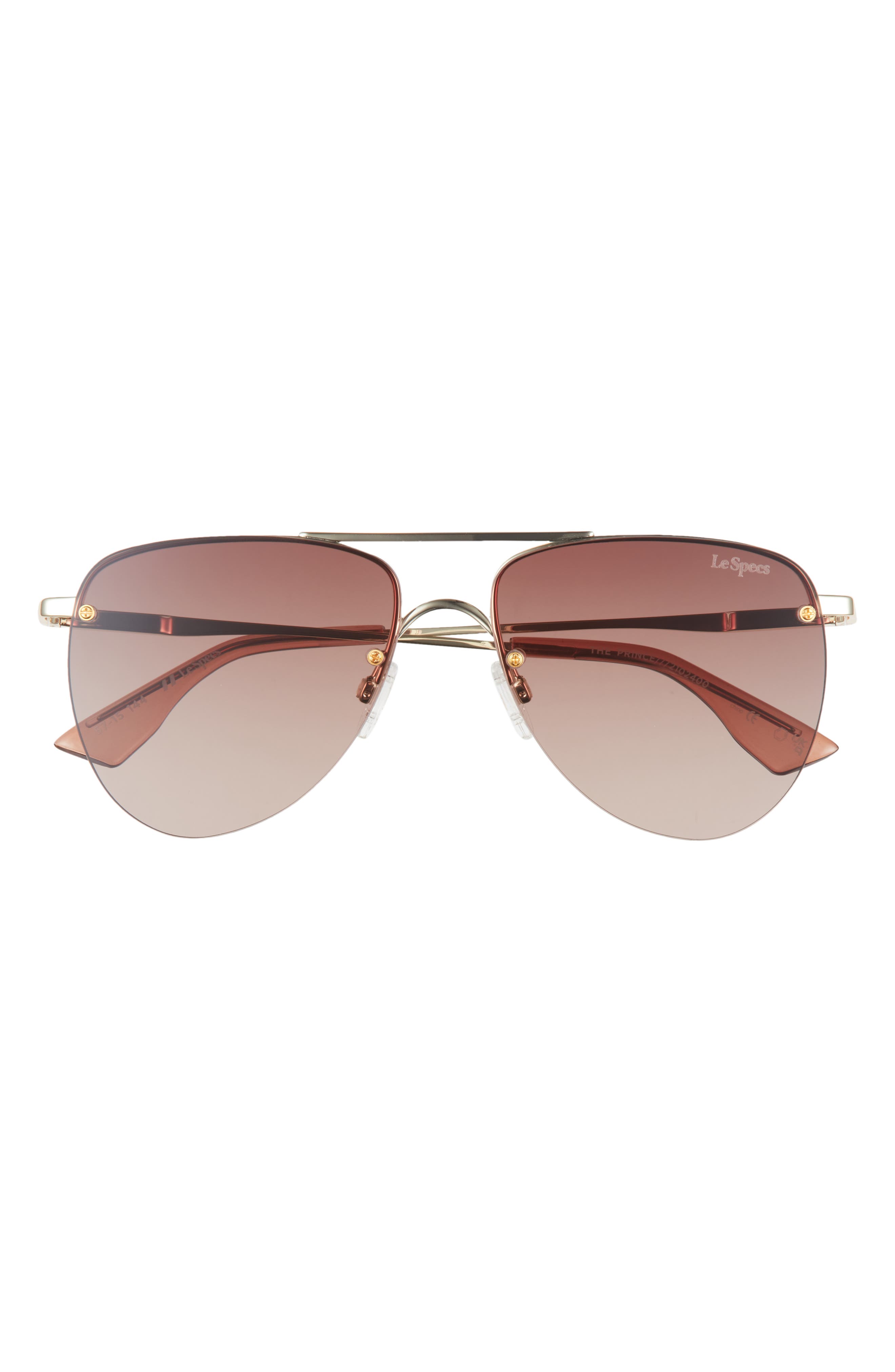 Le Specs The Prince 57mm Aviator Sunglasses in Gold/Brown Grad Flash at Nordstrom
