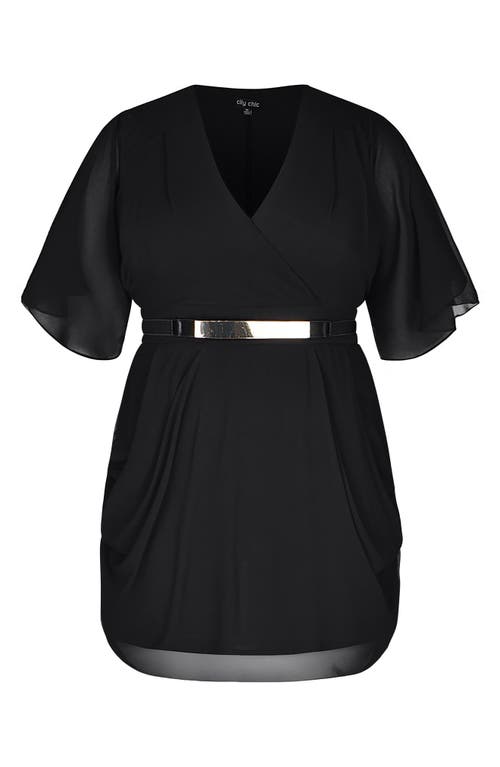 Shop City Chic Wrap Front Dress In Black