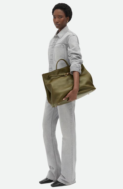 Bottega Veneta Andiamo Large Leather Tote Bag In 3356 Olive Oil-m Brass