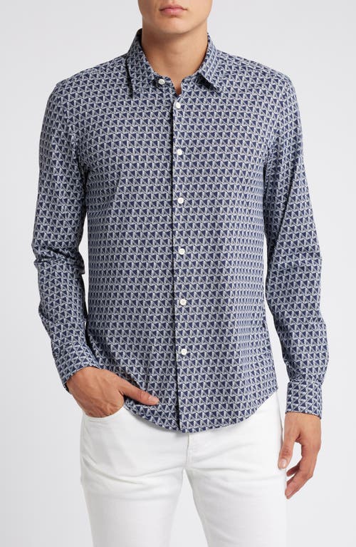 Shop Hugo Boss Boss Roan Stretch Button-up Shirt In Dark Blue