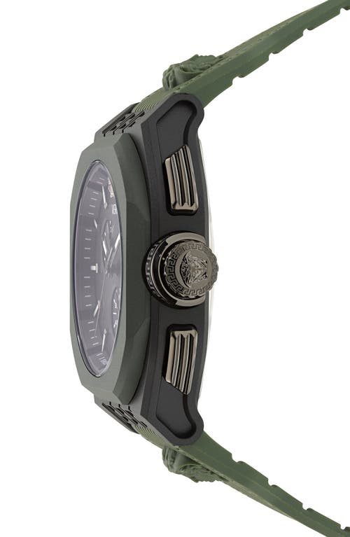 Versace Men's Swiss Chronograph Black Silicone Strap Watch 44mm In Ip Black