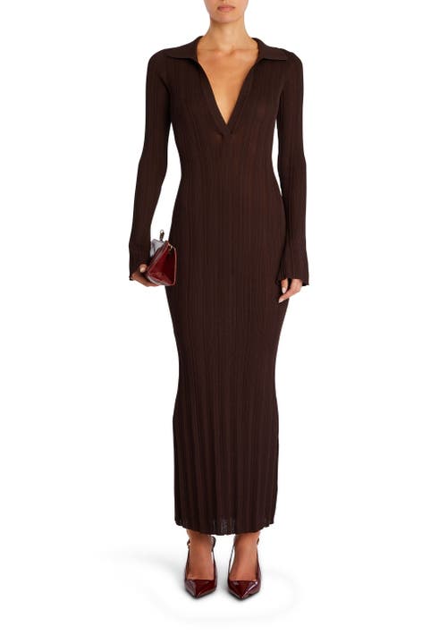 Shop Ser.o.ya Azula Rib Knit Maxi Dress In Ash Brown